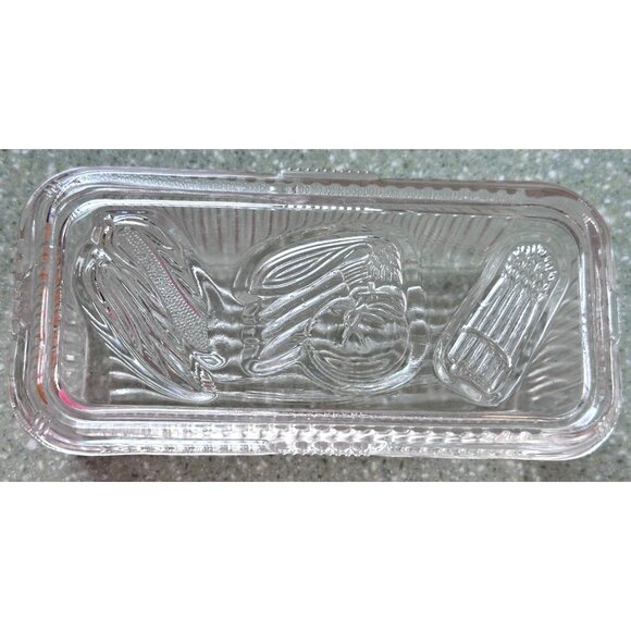 Federal Ribbed Vegetable Refrigerator Dish Lid Clear Glass Rectangle USA Vtg - Picture 2 of 13